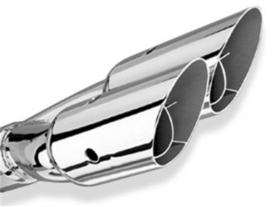 Borla - BORLA UNIVERSAL EXHAUST TIP T-304 STAINLESS STEEL 2.5" INLET - 3" DUAL ROUND ANGLE-CUT INTERCOOLED OUTLET - 14" LONG TIP. WELD ON MOUNTING METHOD. - 20213