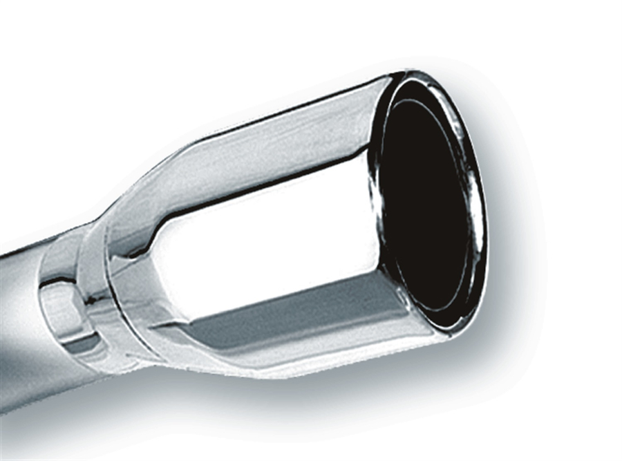 Borla - BORLA UNIVERSAL EXHAUST TIP T-304 STAINLESS STEEL 2.5" INLET - 4" SINGLE ROUND ROLLED-EDGE SQUARE-CUT OUTLET - 8" LONG TIP. WELD ON MOUNTING METHOD. - 20235