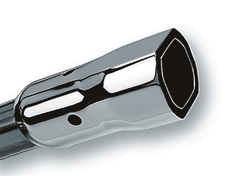 Borla - BORLA UNIVERSAL EXHAUST TIP T-304 STAINLESS STEEL 2.25" INLET - 3.38" X 3" SINGLE SQUARE ANGLE-CUT PHANTOM OUTLET - 6" LONG TIP. WELD ON MOUNTING METHOD. - 20252