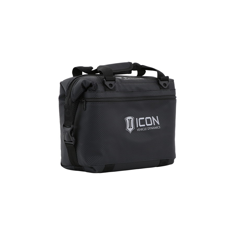 ICON Vehicle Dynamics - ICON 12PK CARBON AO COOLER WITH STANDARD ICON LOGO - ICON-2142-STL-BL/CB-12PK