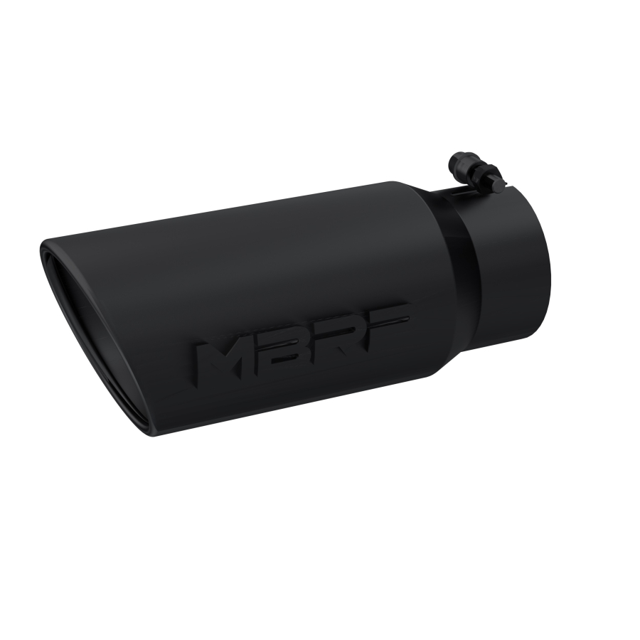 MBRP Exhaust - MBRP EXHAUST 5IN. O.D. ANGLED ROLLED END 4IN. INLET 12IN. LENGTH-BLACK COATED. TIP - T5051BLK