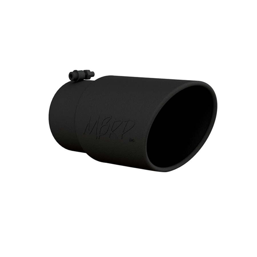 MBRP Exhaust - MBRP EXHAUST TIP 6IN. O.D. ANGLED ROLLED END 5IN. INLET 12IN. LENGTH BLACK COATED. - T5075BLK