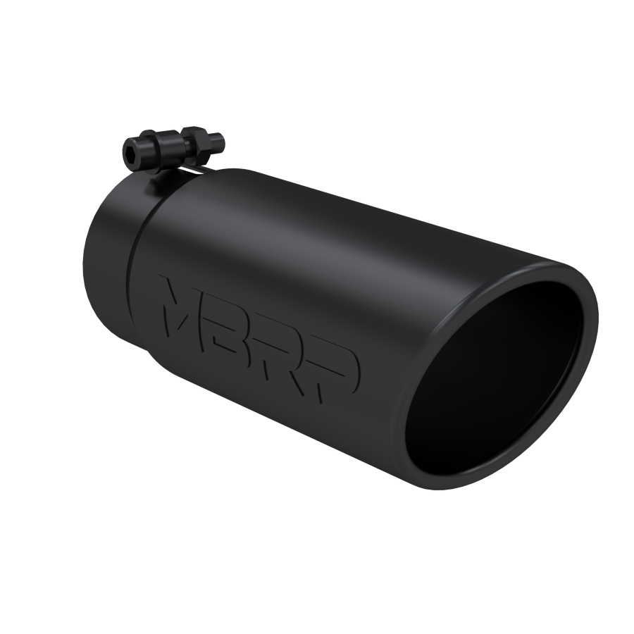 MBRP Exhaust - MBRP EXHAUST TIP 4IN. O.D. ANGLED ROLLED END 3IN. INLET 10IN. LENGTH-BLACK COATED. - T5112BLK