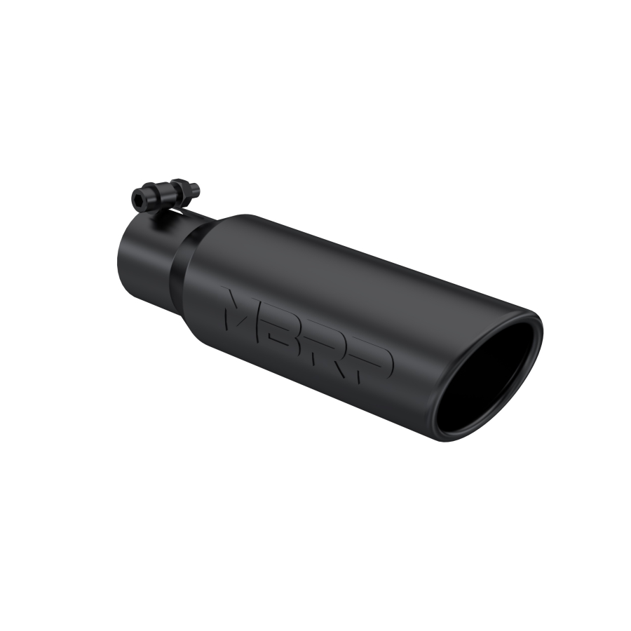 MBRP Exhaust - MBRP EXHAUST TIP 3IN. O.D. ANGLED ROLLED END 2IN. INLET 12IN. LENGTH-BLACK COATED. - T5113BLK