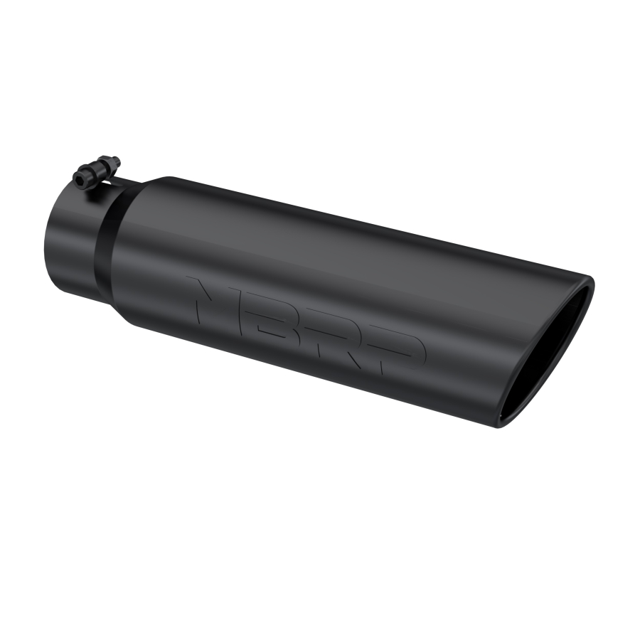 MBRP Exhaust - MBRP EXHAUST TIP 5IN. O.D. ANGLED ROLLED END 4IN. INLET 18IN. IN LENGTH BLACK COATED. - T5124BLK