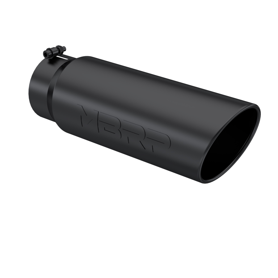 MBRP Exhaust - MBRP EXHAUST TIP 6IN. O.D. ANGLED ROLLED END 5IN. INLET 18IN. IN LENGTH BLACK COATED. - T5125BLK