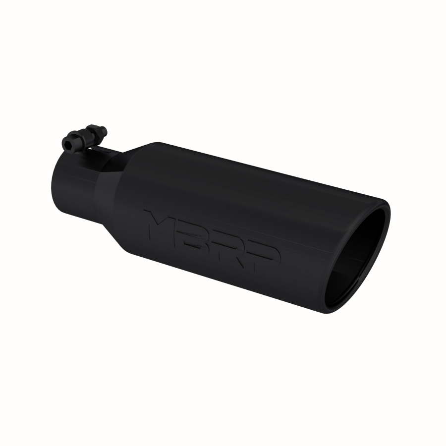 MBRP Exhaust - MBRP EXHAUST TIP 4IN. O.D. ANGLED ROLLED END 2.5IN. INLET 12IN. IN LENGTH BLACK COATED. - T5150BLK