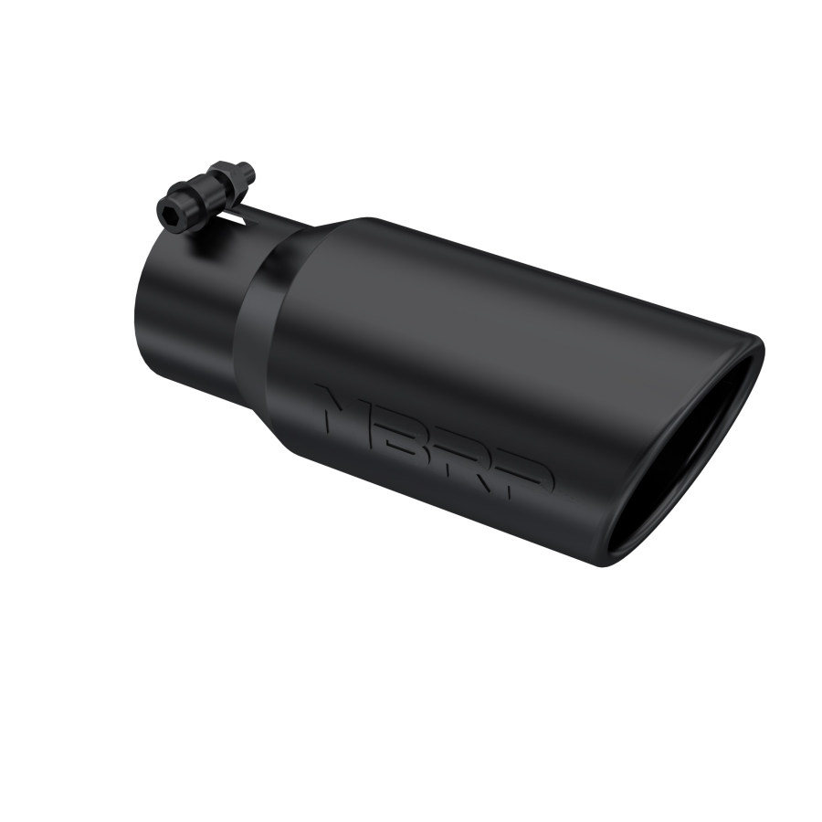 MBRP Exhaust - MBRP EXHAUST TIP 4IN. O.D. ANGLED ROLLED END 3IN. INLET 10IN. LENGTH BLACK COATED. - T5155BLK