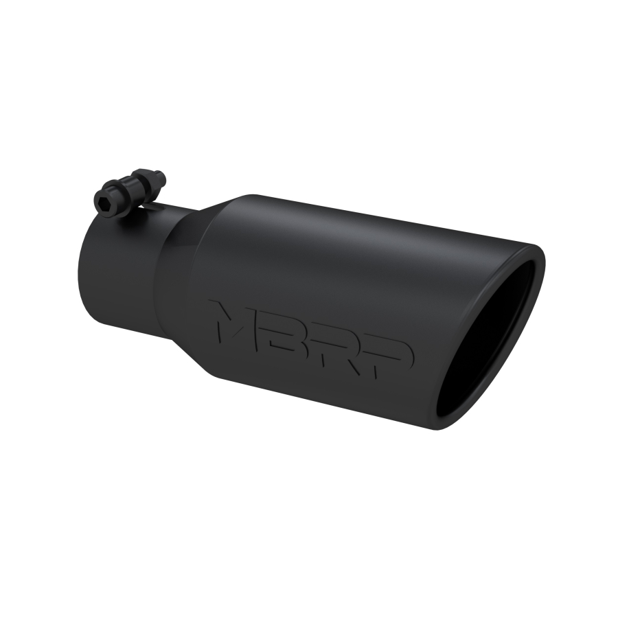 MBRP Exhaust - MBRP EXHAUST TIP 4IN. O.D. ANGLED ROLLED END 2 3/4IN. INLET 10IN. LENGTH BLACK. - T5157BLK