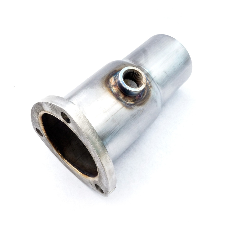 Stainless Works - STAINLESS WORKS COLLECTOR ADAPTER, W/O2 BUNG, 304 STAINLESS STEEL, ALL ADAPTERS TIG WELDED, 3 BOLT FLANGE, 2-1/2" TO 2-1/4" OUTLET. - HCA2.52.25O2