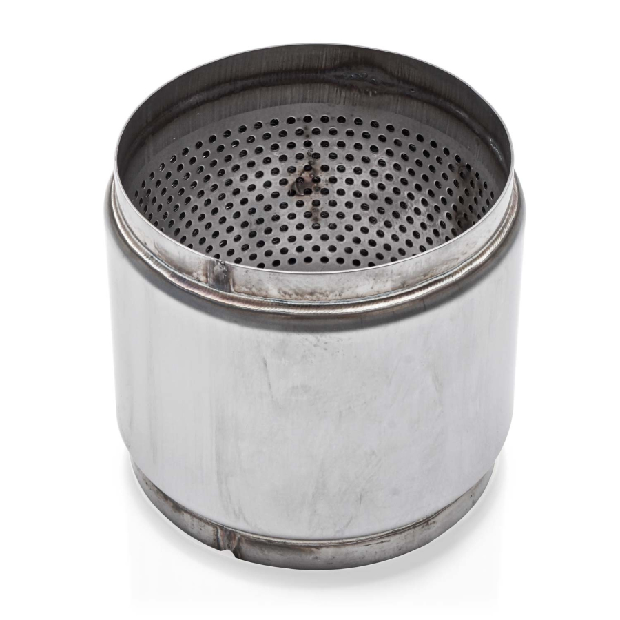 Stainless Works - STAINLESS WORKS RACE MUFFLER, 304 STAINLESS STEEL 3-1/2" OD INLET / OUTLET WITH A PERFORATED CORE, WITH 4-1/4" BODY WITH THE OVERALL LENGTH OF 5" AND A MILL FINISH. - RM35