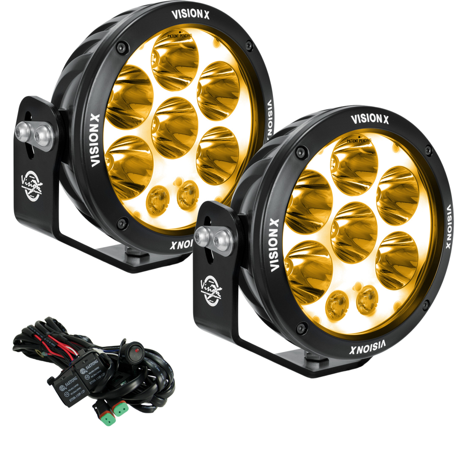 Vision X Lighting - VISION X LIGHTING PAIR OF 6.7" CANNON ADV AMBER HALO 8 LED LIGHT MIXED BEAM INCLUDING HARNESS - 1236217