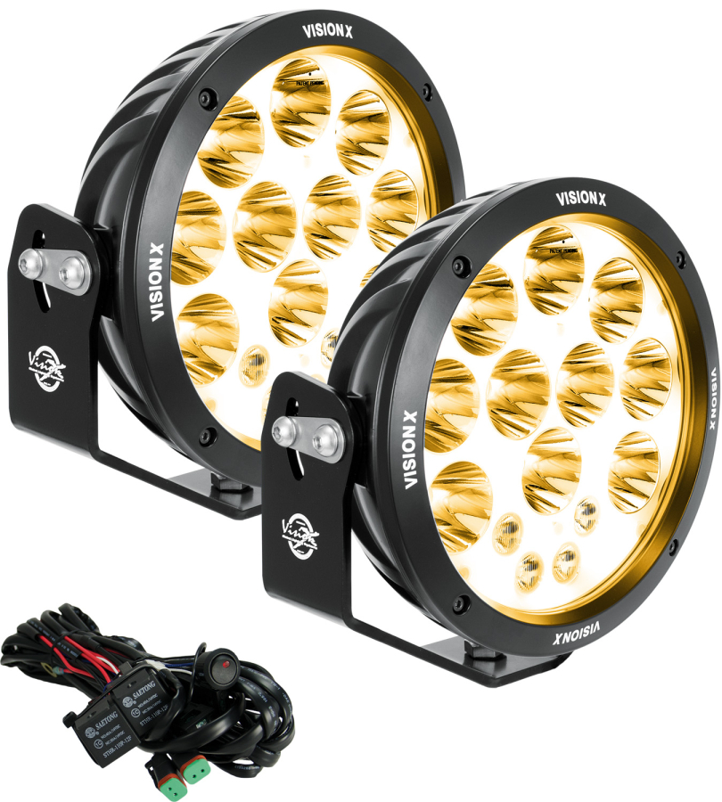 Vision X Lighting - VISION X LIGHTING PAIR OF 8.7" CANNON ADV AMBER HALO 14 LED LIGHT MIXED BEAM INCLUDING HARNESS - 1238217