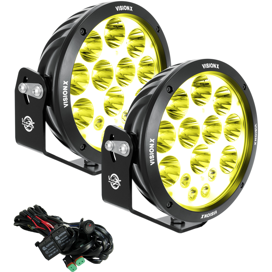 Vision X Lighting - VISION X LIGHTING PAIR OF 8.7" CANNON ADV HALO SELECTIVE YELLOW 14 LED LIGHT MIXED BEAM INCLUDING HARNESS - 9945897