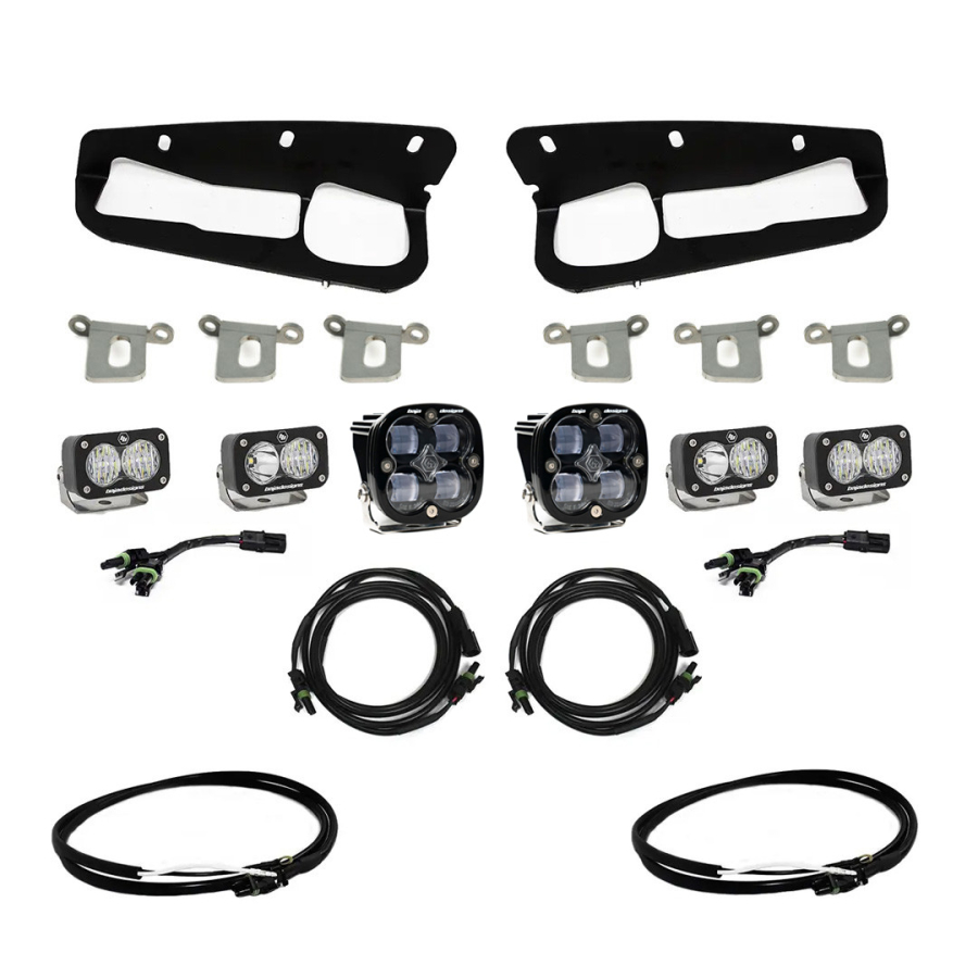 Baja Designs - 21+ Ford Bronco/22+ Ford Bronco Raptor Steel Bumper Fog Pocket Kit SAE w/Upfitter