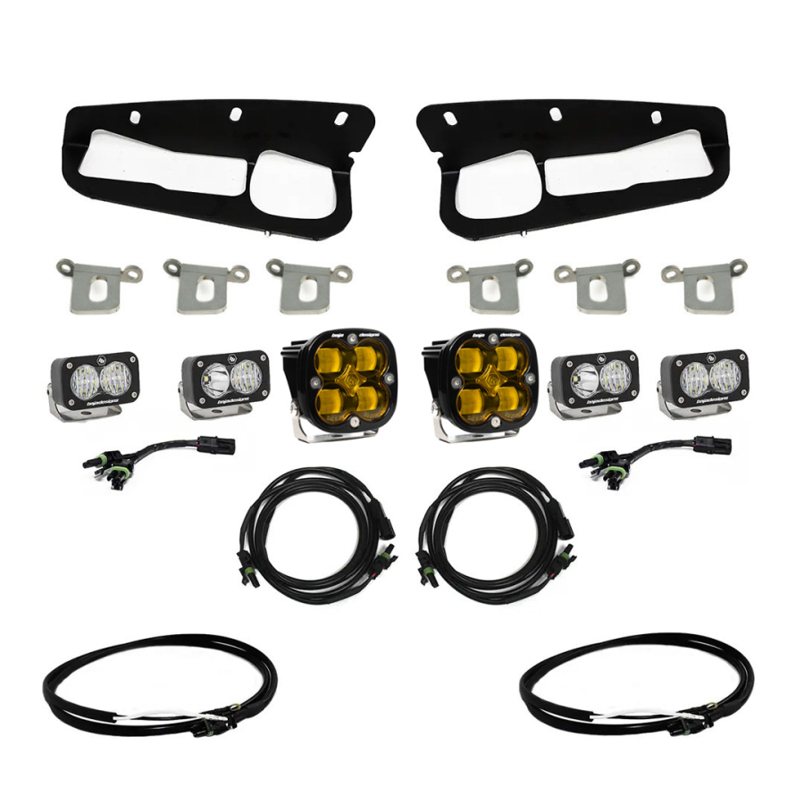 Baja Designs - 21+ Ford Bronco/22+ Ford Bronco Raptor Steel Bumper Fog Pocket Kit Amber/SAE w/ Upfitter