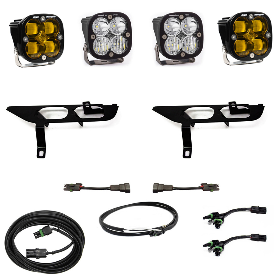 Baja Designs - 21+ Ford F-150 Fog Pocket Kit Squadron SAE Amber W/C & Sport D/C Upfitter w/o DRL - 447698UP