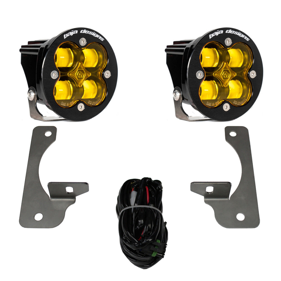 Baja Designs - Baja Designs Squadron R SAE Fog Pocket Light Kit Jeep 2007-18 Wrangler JK w/ Premium OE Bumper (SAE Fog Amber) - 587525