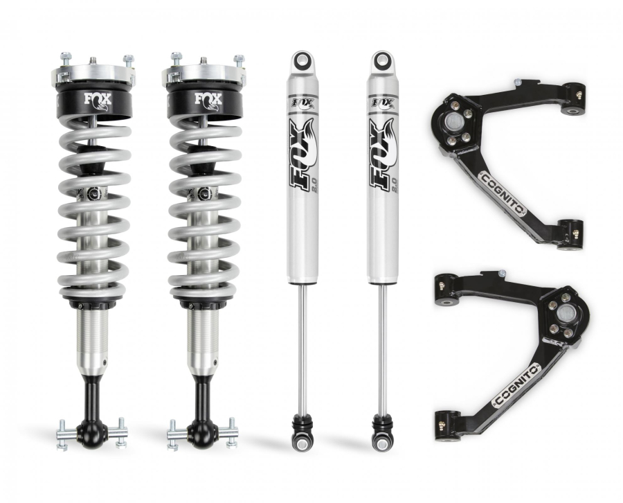 Cognito Motorsports Truck - Cognito Motorsports Truck 3-Inch Performance Leveling Kit With Fox 2.0 IFP Shocks for 14-18 Silverado/Sierra 1500 2WD/4WD With OEM Stamped Steel/Cast Aluminum Control Arms - 210-P0962