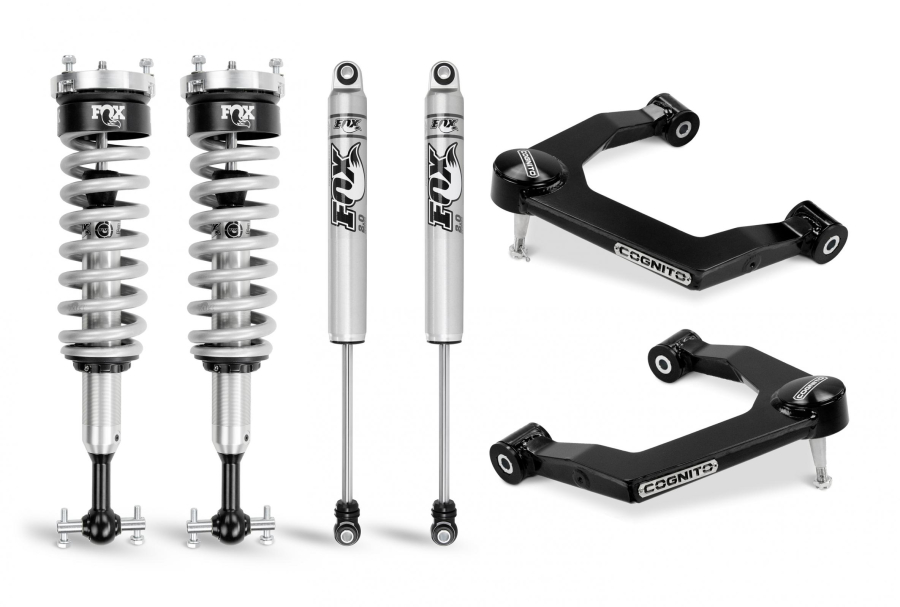 Cognito Motorsports Truck - Cognito Motorsports Truck 1-Inch Performance Uniball Leveling Kit With Fox PS Coilover 2.0 IFP Shocks for 19-22 Silverado Trail Boss/Sierra AT4 1500 4WD - 210-P0886