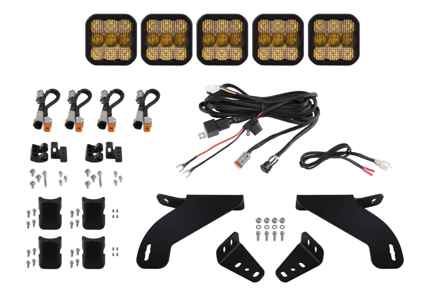 Diode Dynamics - Diode Dynamics SS5 Grille CrossLink Lightbar Kit for 2021-2022 Ford F-150, Pro Yellow Combo - DD7322