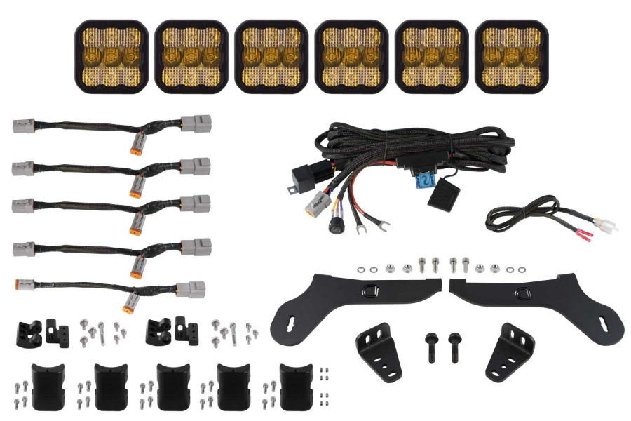 Diode Dynamics - Diode Dynamics SS5 Grille CrossLink Lightbar Kit for 2017-2020 Ford Raptor Pro Yellow Combo - DD7338