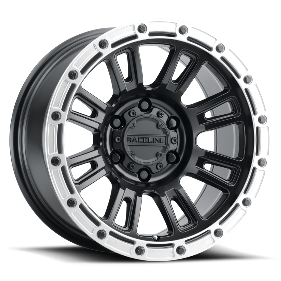 Raceline Wheels - COMPASS SATIN BLACK W/ SILVER RING 17X8.5 6X135 0mm