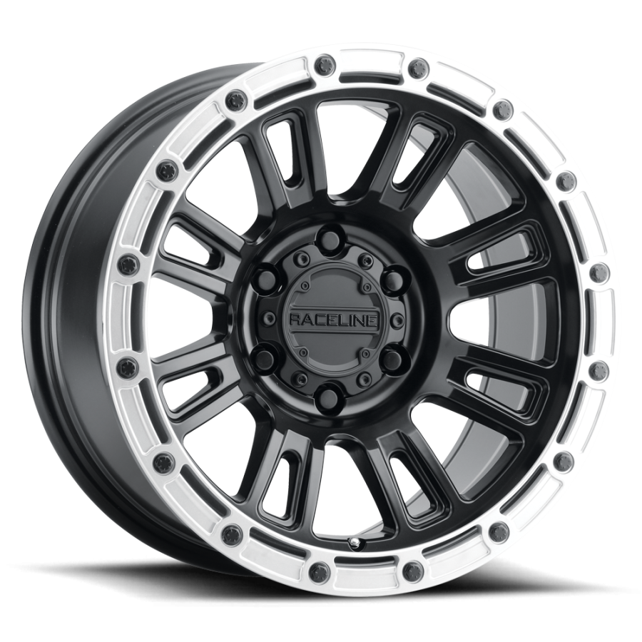 Raceline Wheels - COMPASS SATIN BLACK W/ SILVER RING 17X9 6X135 -12mm