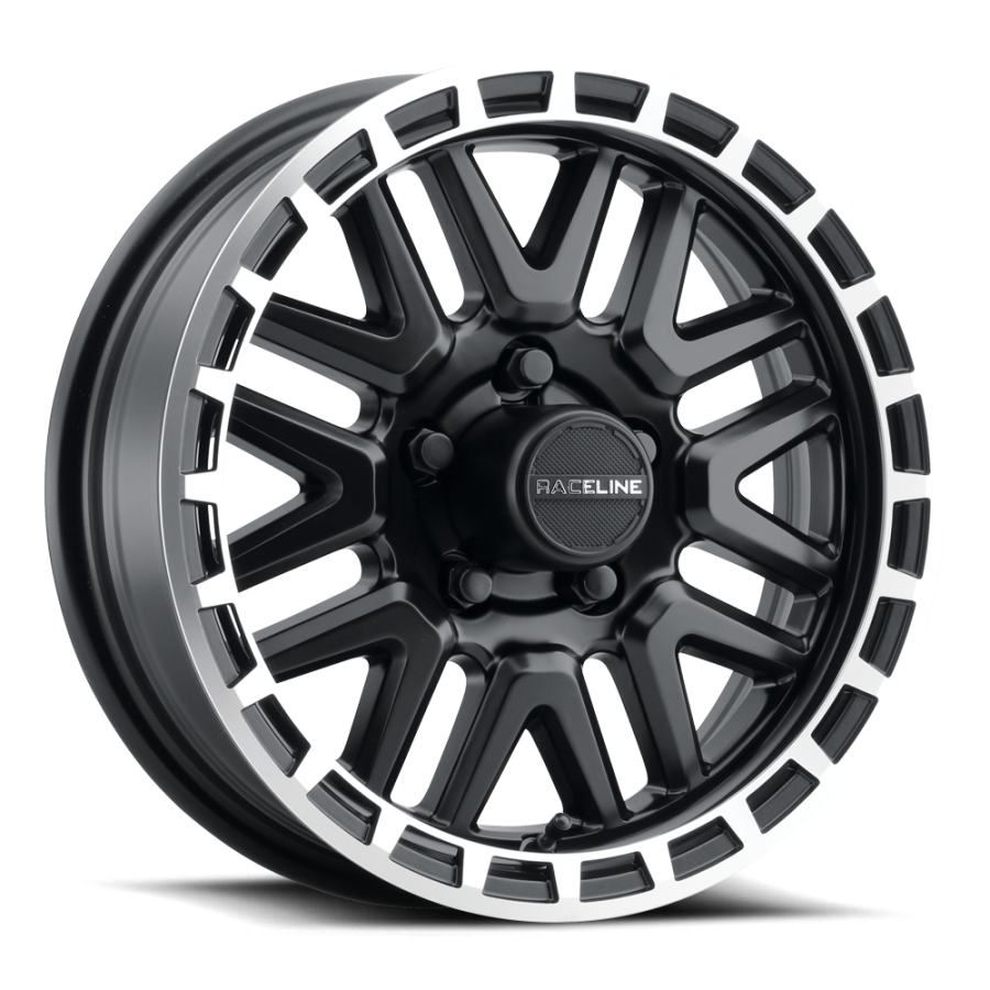 Raceline Wheels - KRANK TR BLACK MACHINED LIP 15X6 6X5.5