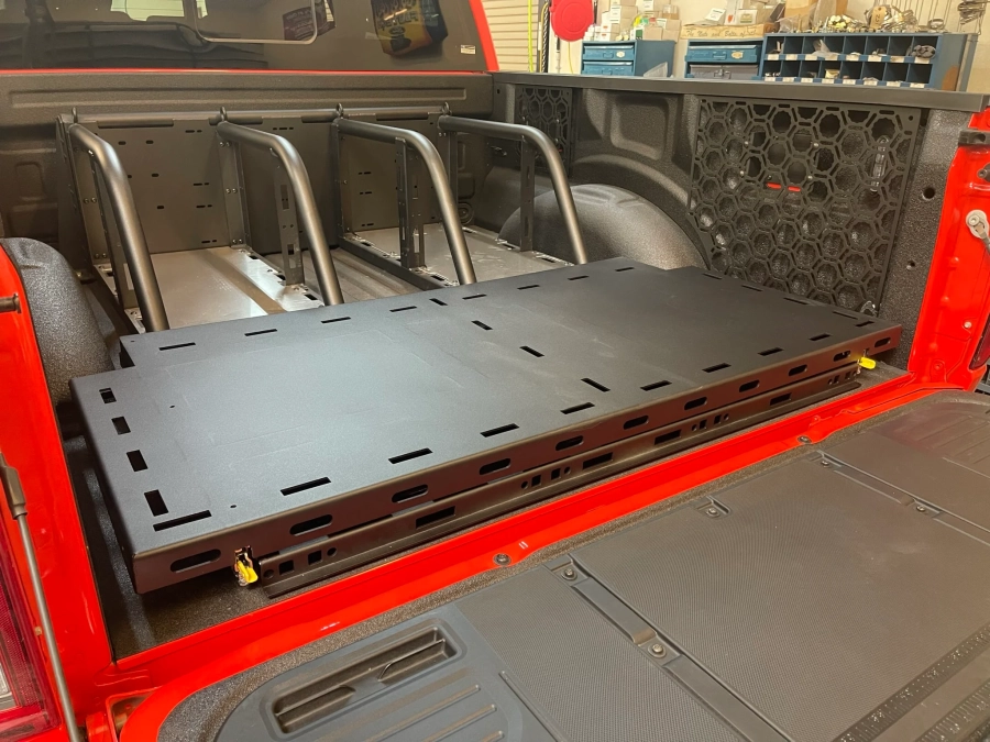 Foutz Motorsports - 17-20 Ford F-150 Raptor Rear Bed Organizer With Rear Cargo Slide Tray