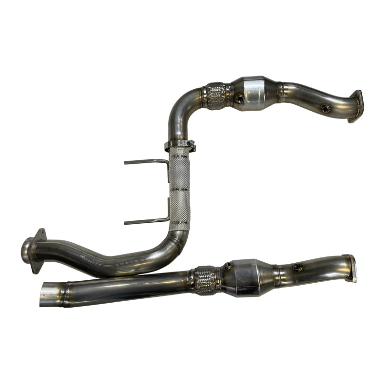 SPD Performance - 17-20 Ford F150 Raptor 3.5L 304SS Catted Downpipes, with built-in Turbo Adapters