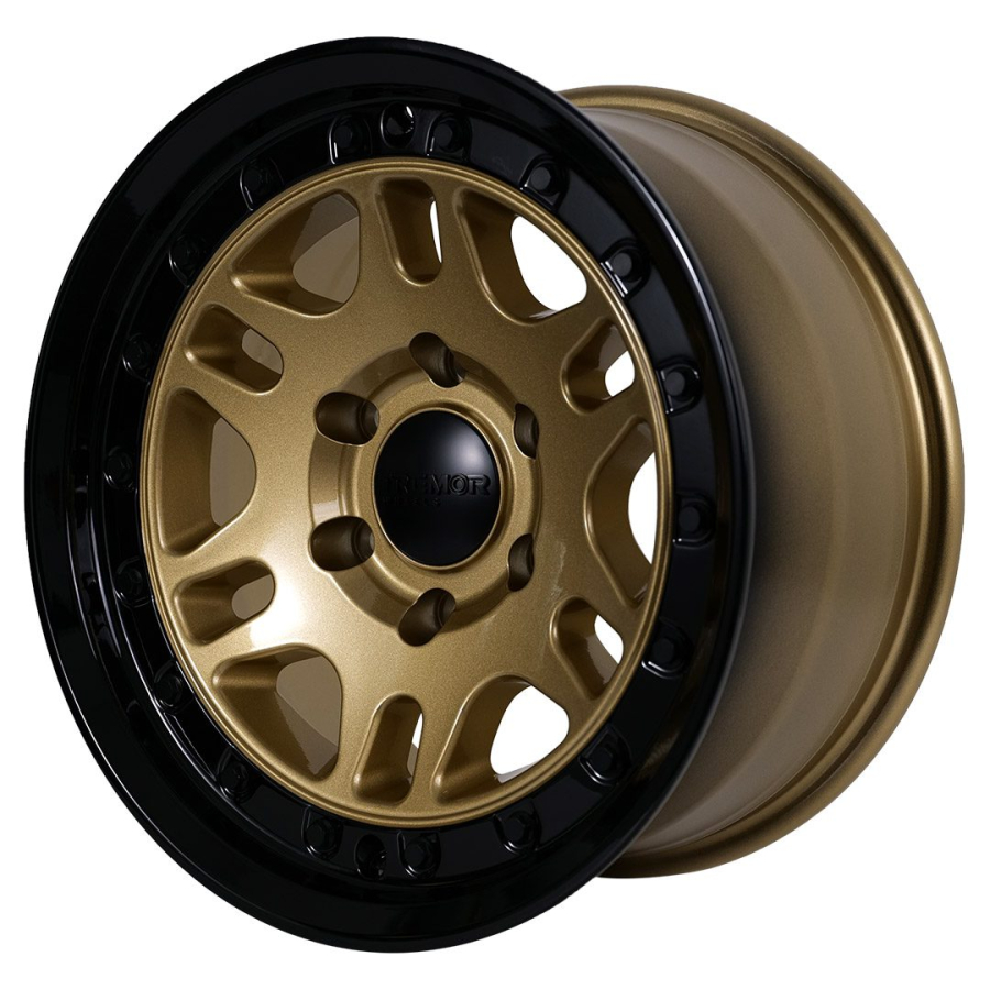 Tremrr Wheels - 105 Shaker 17×8.5 6×135 +0mm 87.1mm Hub Bore Gloss Gold w/ Gloss Black lip