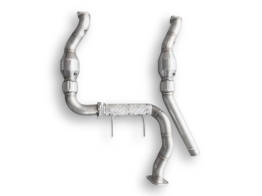 CVFab - 17-20 Ford F-150 Raptor CVF Stainless Steel Downpipes with Built-In Turbo Adapters