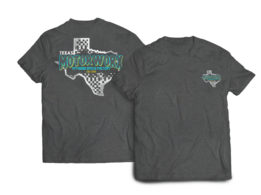 Texas Motorworx - TMX Vintage Checker Mens T-Shirt Charcoal