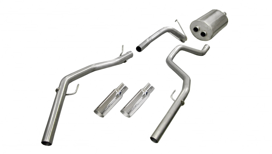Corsa Performance 3.0in. Cat-Back Dual Rear Exit with Single 4.0in. Polished Slash Cut Tips - 24425