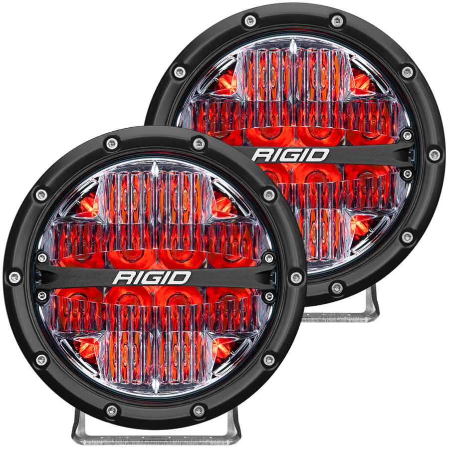 Rigid Industries 360-SERIES 6 INCH LED OFF-ROAD DRIVE BEAM RED BACKLIGHT PAIR - 36205