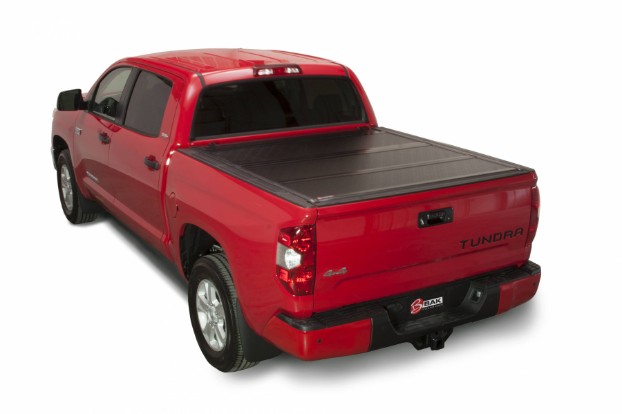 BAK INDUSTRIES BAKFLIP FIBERMAX HARD FOLDING TRUCK BED COVER - RAIL MOUNTS NEAR TOP OF BED RAIL - 2005-2015 TOYOTA TACOMA 5' BED WITH DECK RAIL SYSTEM - 1126406