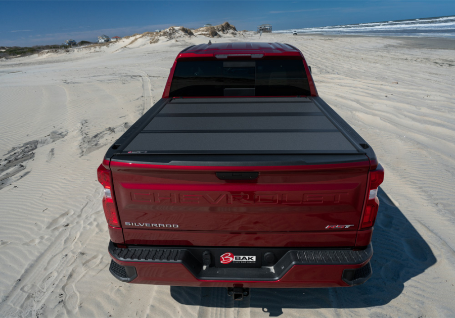 BAK INDUSTRIES BAKFLIP MX4 HARD FOLDING TRUCK BED COVER - MATTE FINISH - 2005-2015 TOYOTA TACOMA 5' BED WITH DECK RAIL SYSTEM - 448406