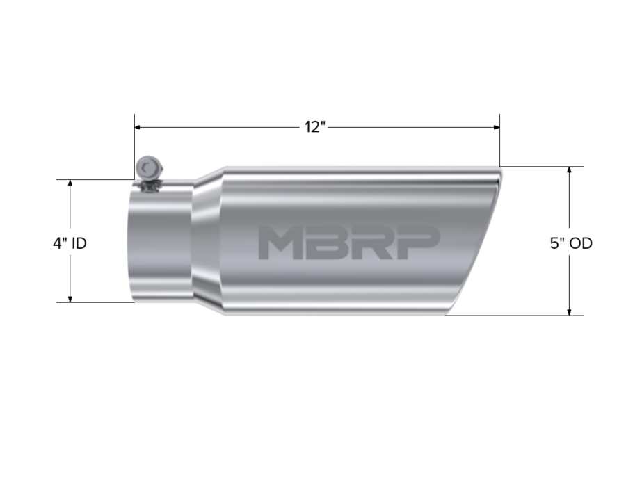 MBRP Exhaust - MBRP EXHAUST 5" INLET OUTSIDE DIAMETER // ANGLED ROLLED END // 4" INLET INSIDE DIAMETER // 12" ASSEMBLED LENGTH. - T5051 - Image 2