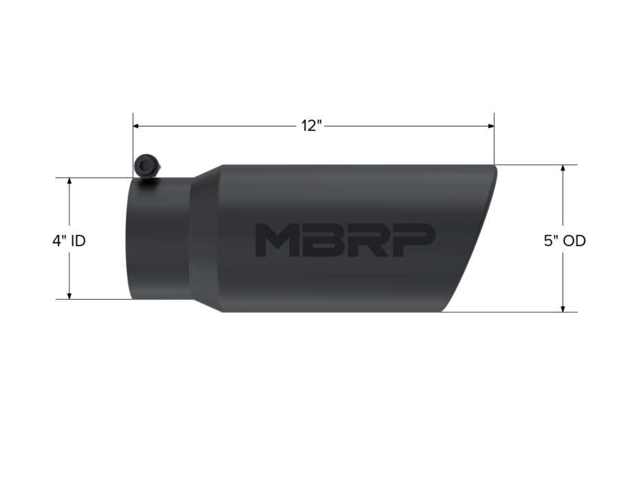 MBRP Exhaust - MBRP EXHAUST 5IN. O.D. ANGLED ROLLED END 4IN. INLET 12IN. LENGTH-BLACK COATED. TIP - T5051BLK - Image 2