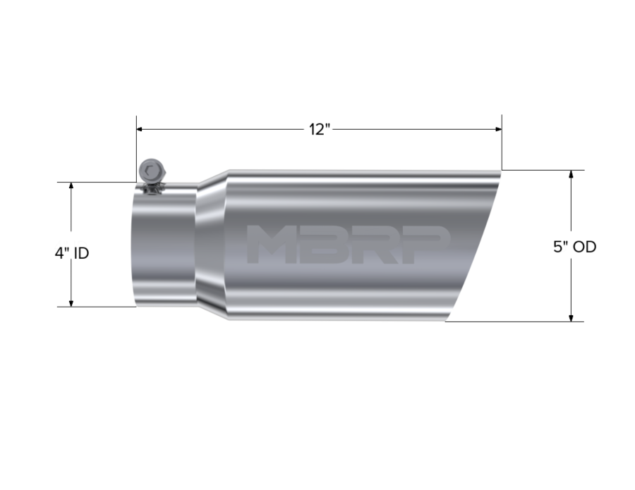 MBRP Exhaust - MBRP EXHAUST TIP 5IN. O.D. ANGLED SINGLE WALLED 4IN. INLET 12IN. LENGTH T304 STAINLESS STEEL. - T5052 - Image 2