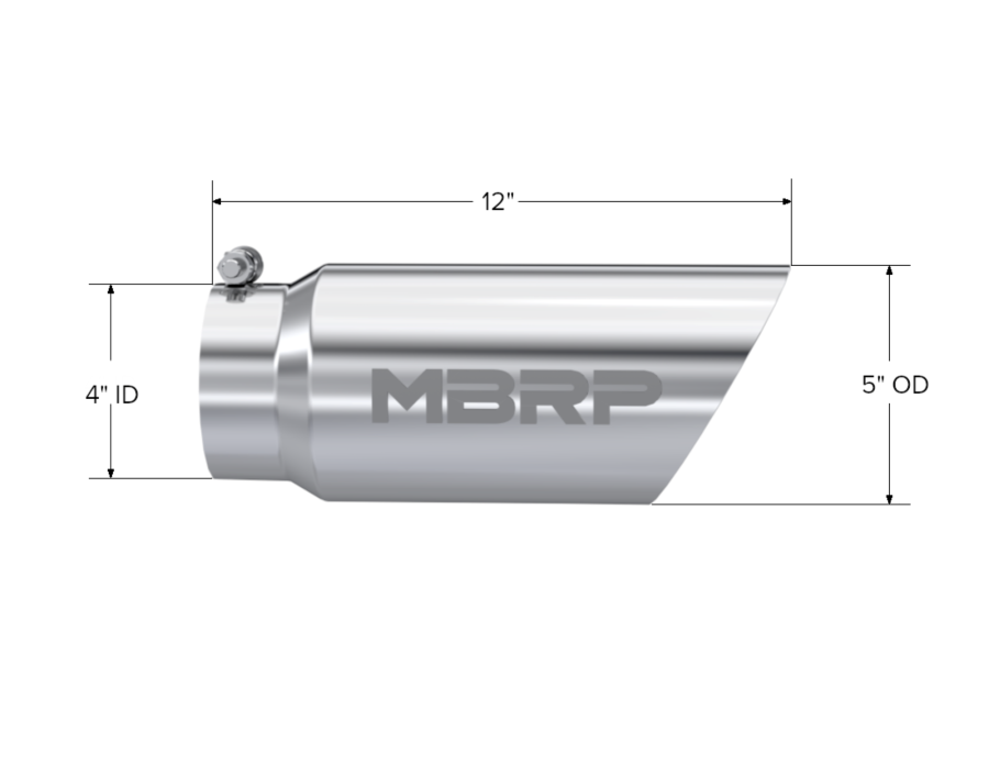 MBRP Exhaust - MBRP EXHAUST TIP 5IN. O.D. DUAL WALL ANGLED 4IN. INLET 12IN. LENGTH T304 STAINLESS STEEL. - T5053 - Image 2