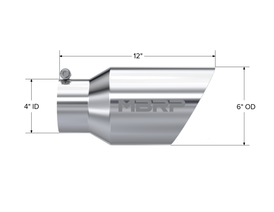 MBRP Exhaust - MBRP EXHAUST TIP 6IN. O.D. DUAL WALL ANGLED 4IN. INLET 12IN. LENGTH T304 STAINLESS STEEL. - T5072 - Image 2