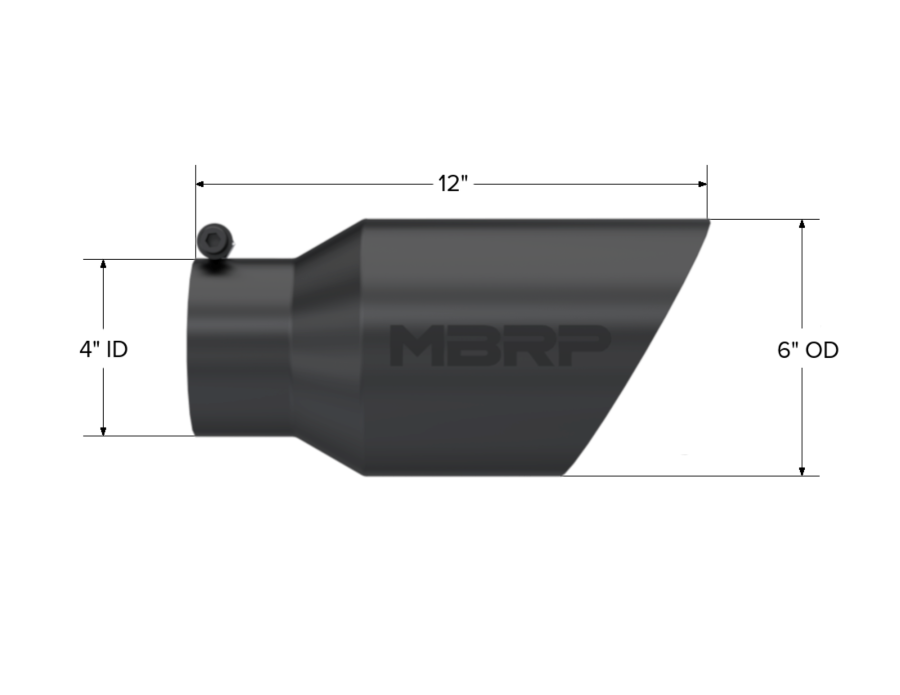 MBRP Exhaust - MBRP EXHAUST TIP 6IN. O.D. DUAL WALL ANGLED 4IN. INLET 12IN. LENGTH-BLACK COATED. - T5072BLK - Image 2