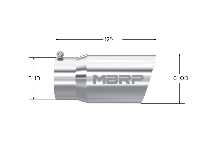 MBRP Exhaust - MBRP EXHAUST TIP 6IN. O.D. DUAL WALL ANGLED 5IN. INLET 12IN. LENGTH T304 STAINLESS STEEL. - T5074 - Image 2