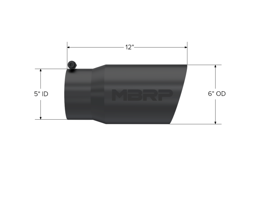 MBRP Exhaust - MBRP EXHAUST 6" INLET OUTSIDE DIAMETER DUAL WALL ANGLED 5" INLET OUTSIDE DIAMETER 12" ASSEMBLED LENGTH BLACK COATED TIP. - T5074BLK - Image 2