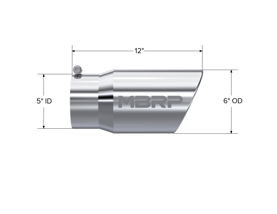 MBRP Exhaust - MBRP EXHAUST TIP 6IN. O.D. ANGLED ROLLED END 5IN. INLET 12IN. LENGTH T304 STAINLESS STEEL. - T5075 - Image 2