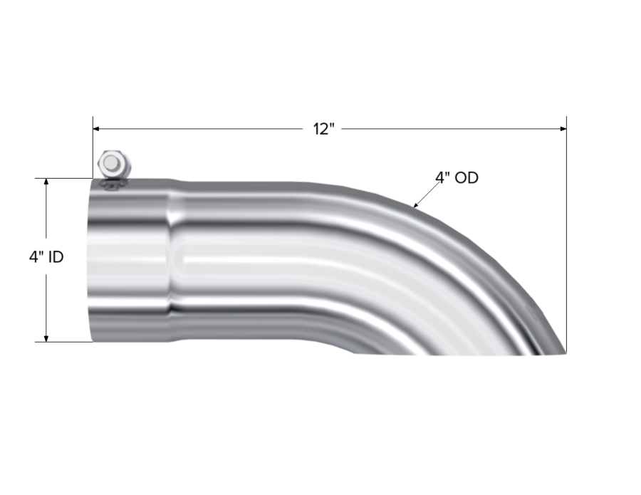 MBRP Exhaust - MBRP EXHAUST TIP 4IN. O.D. TURN DOWN 4IN. INLET 12IN. LENGTH T304 STAINLESS STEEL. - T5081 - Image 2