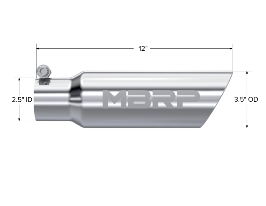 MBRP Exhaust - MBRP EXHAUST TIP 3IN. O.D. DUAL WALL ANGLED 2IN. INLET 12IN. LENGTH T304 STAINLESS STEEL. - T5106 - Image 2