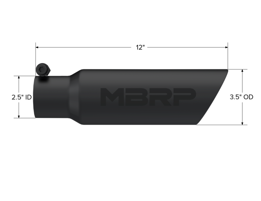 MBRP Exhaust - MBRP EXHAUST TIP 3IN. O.D. DUAL WALL ANGLED 2IN. INLET 12IN. LENGTH-BLACK COATED. - T5106BLK - Image 2